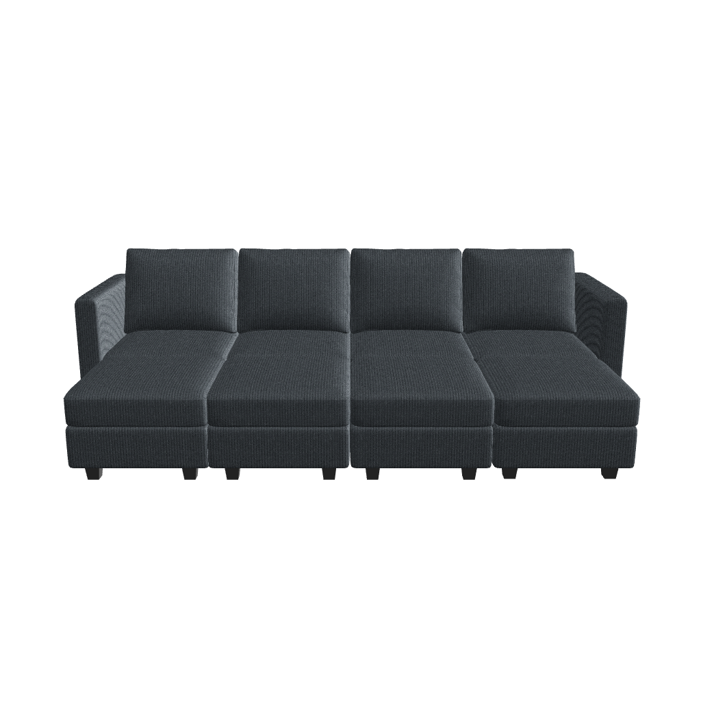 Belffin 8 Seats + 6 Sides Modular Corduroy Sleeper Sofa with Storage Seat