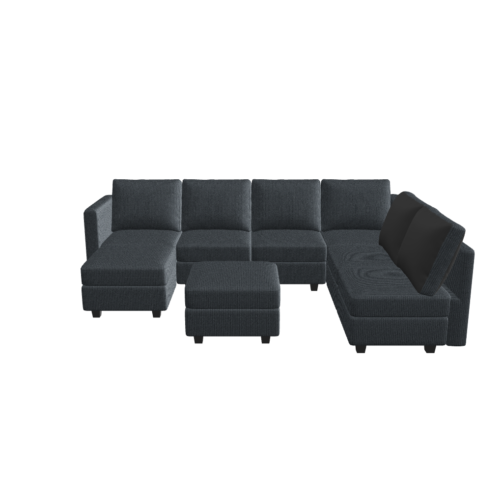 Belffin 7 Seats + 6 Sides Modular Corduroy Sofa with Storage Seat