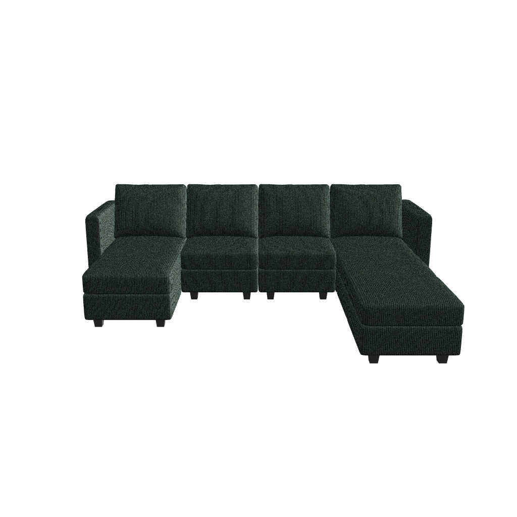 Belffin 7 Seats + 6 Sides Modular Corduroy Sofa with Storage Seat