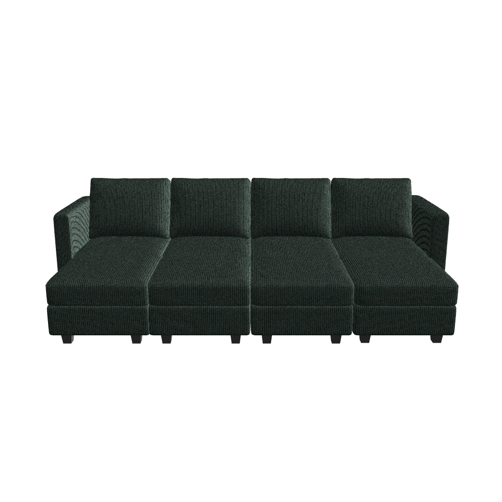 Belffin 8 Seats + 6 Sides Modular Corduroy Sleeper Sofa with Storage Seat