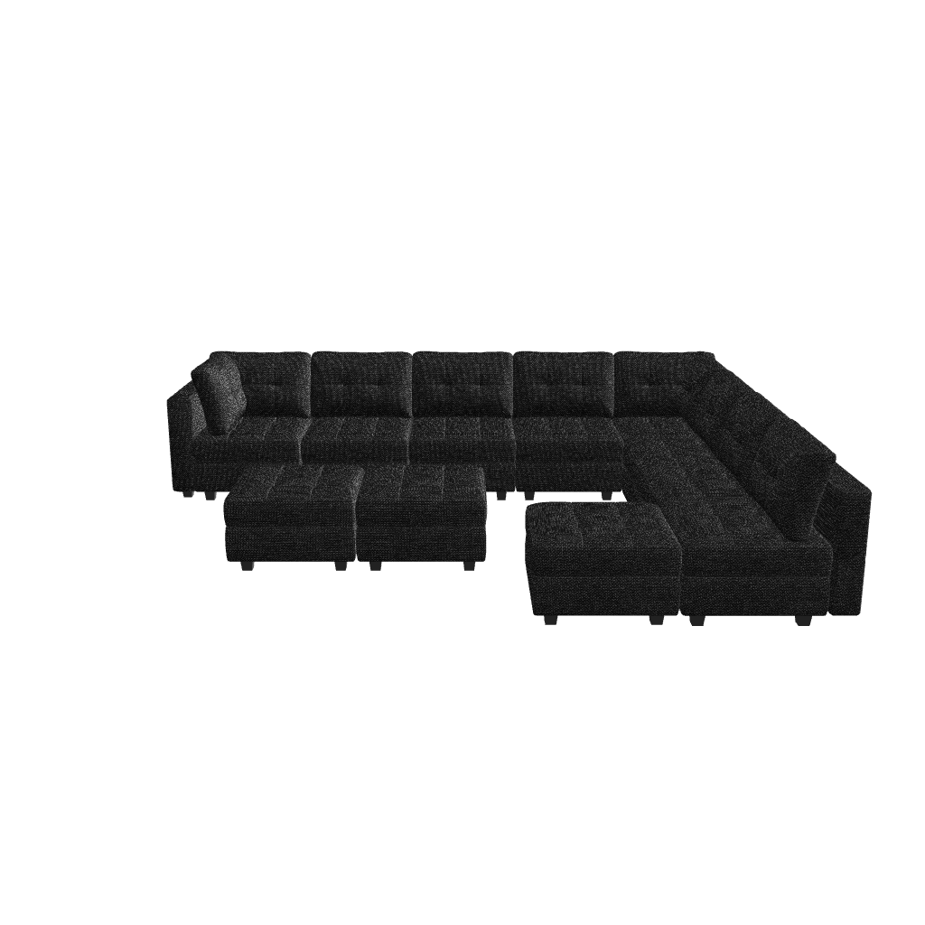 Belffin 9 Seats + 11 Sides Modular Weave Sofa with Storage Seat and Ottoman