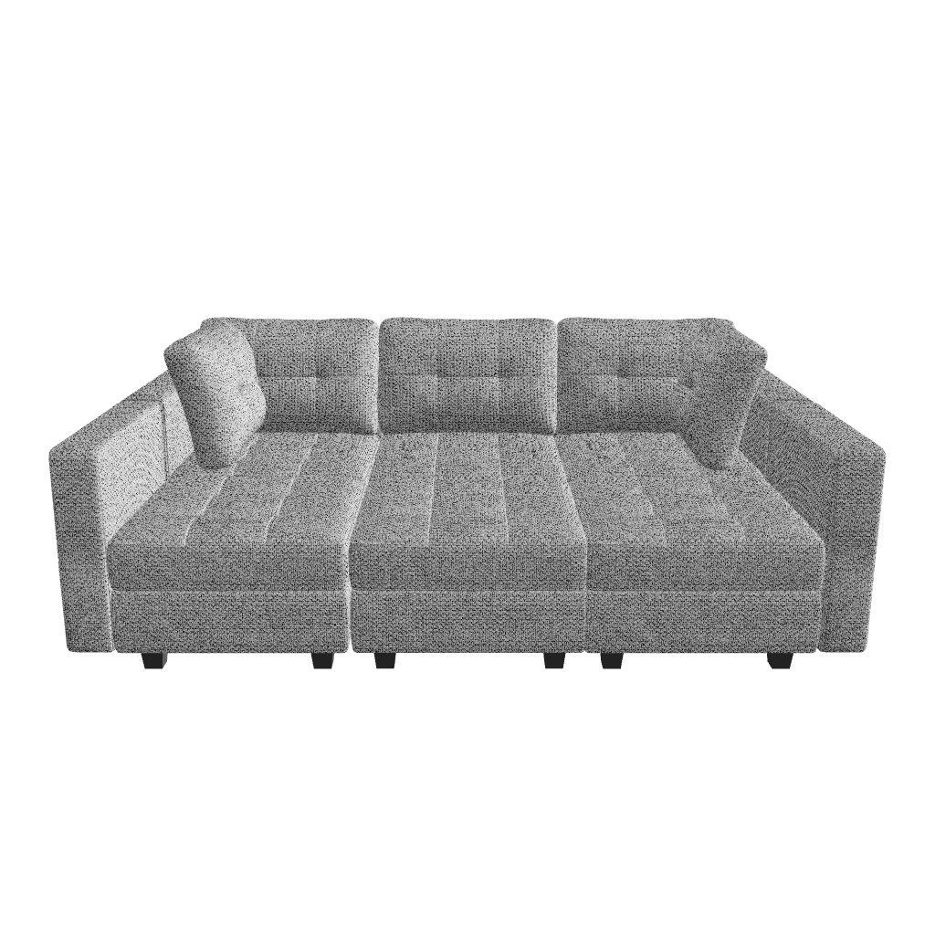 Belffin 6 Seats + 7 Sides Modular Weave Sleeper Sofa with Storage Seat