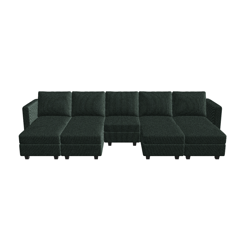 Belffin 9 Seats + 7 Sides Modular Corduroy Sofa with Storage Seat