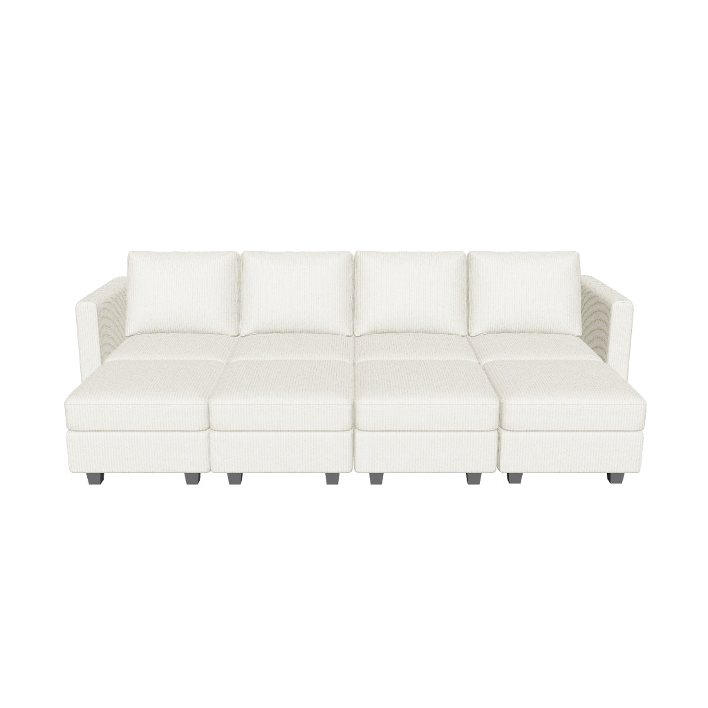 Belffin 8 Seats + 6 Sides Modular Corduroy Sleeper Sofa with Storage Seat