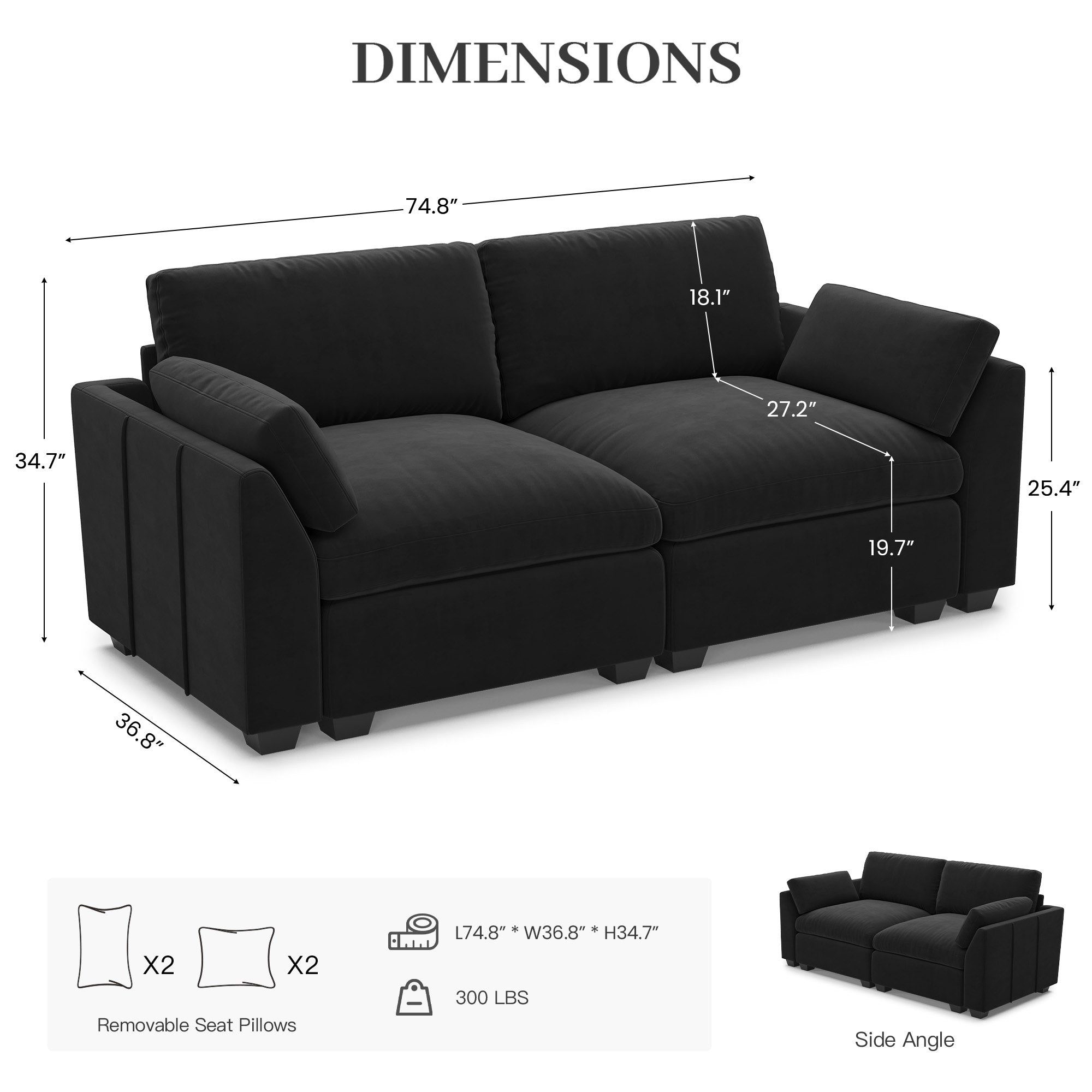 Uteeran Oversized Cloud 2 Seats Sofa