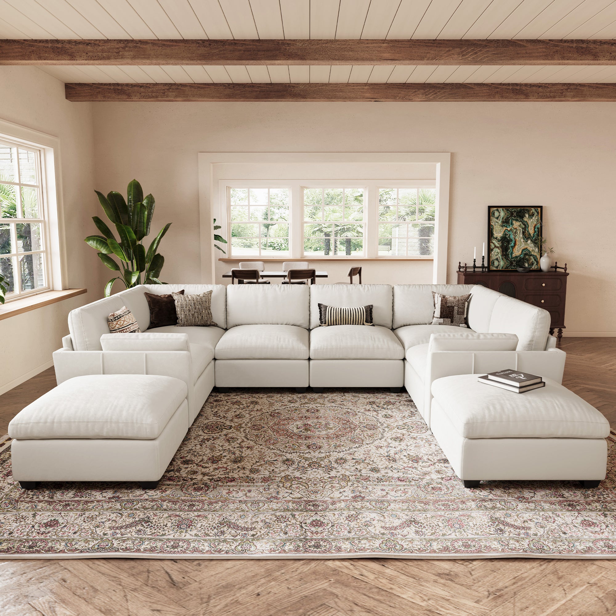 Uteeran Oversized Cloud 8 Seats Sleeper Sofa