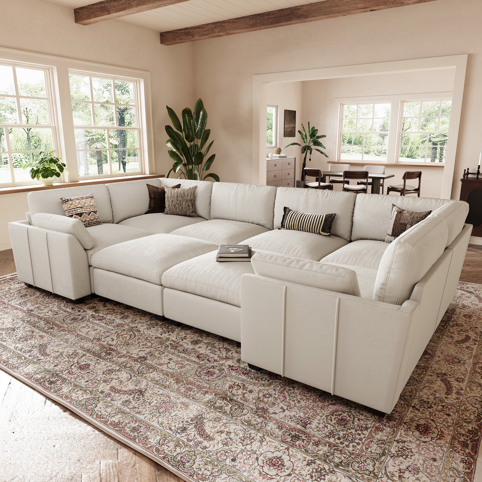 Uteeran Oversized Cloud 8 Seats Sleeper Sofa