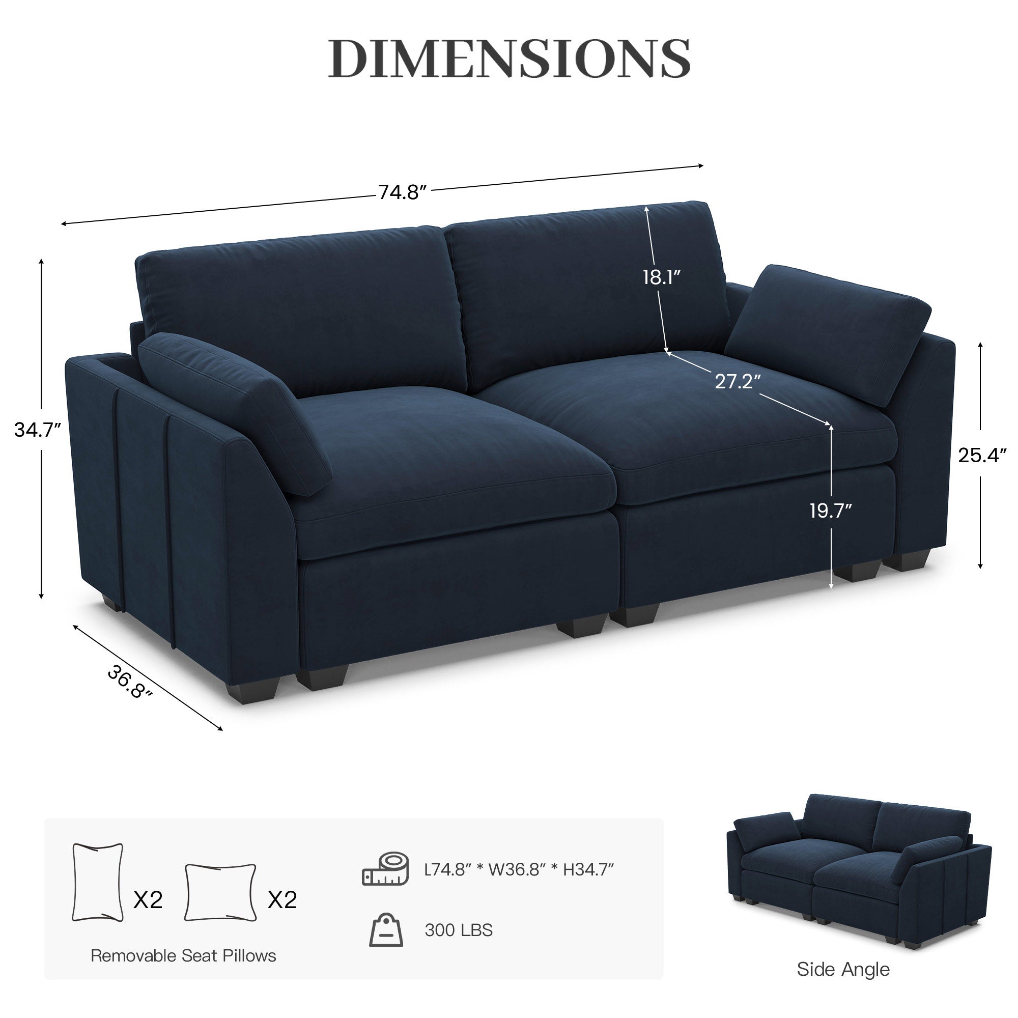 Uteeran Oversized Cloud 2 Seats Sofa