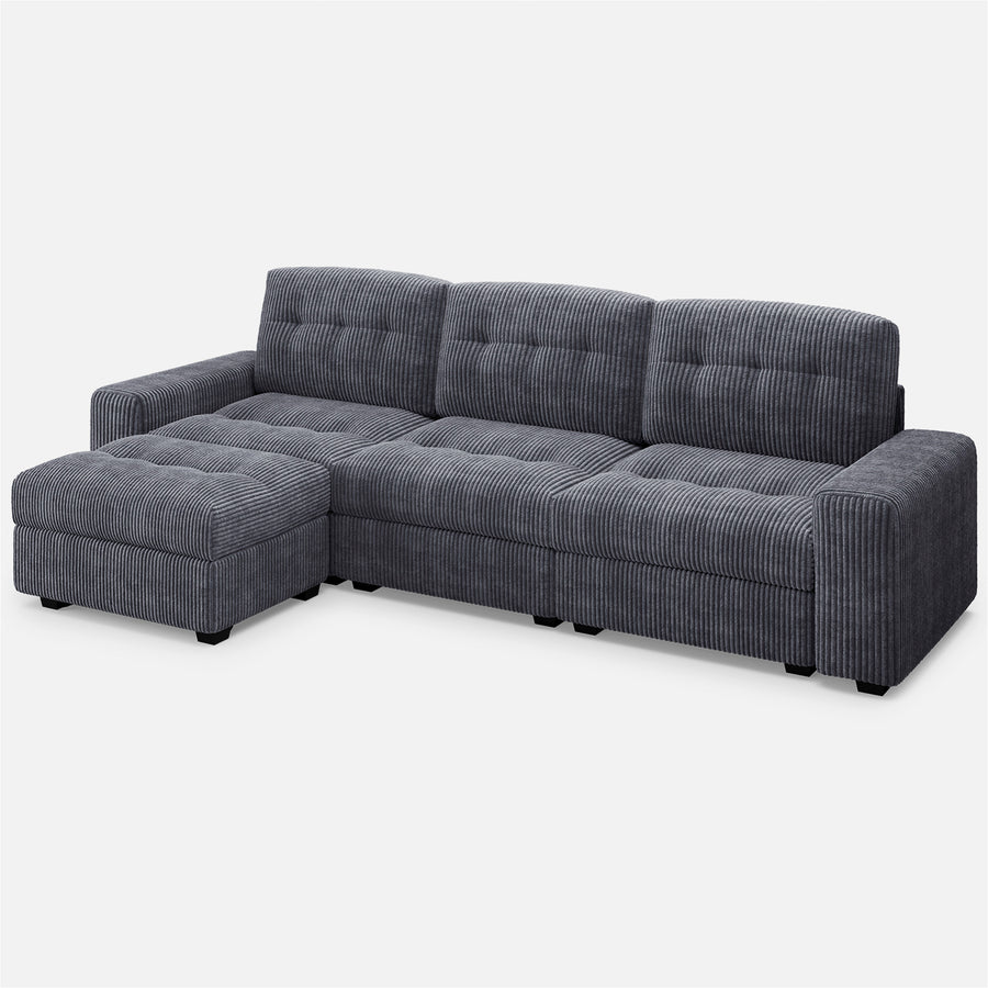 Pewter-Grey-/-Corduroy-3-Seat-Sectional-with-Ottoman