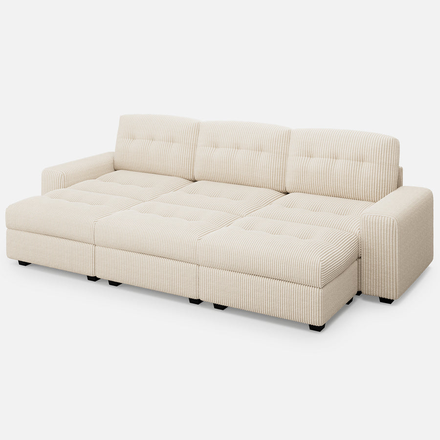 Ivory-Beige-/-Corduroy-3-Seat-Sectional-with-3-Ottomans