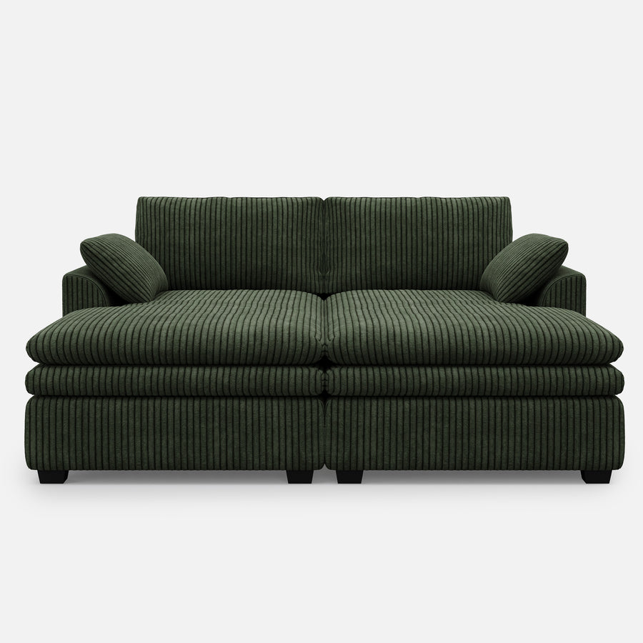 Olivewood-Green-/-Corduroy-Double-Chaise-Loveseat