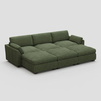 Olivewood-Green-/-Corduroy-6-Seat-Open-Pit-Sectional