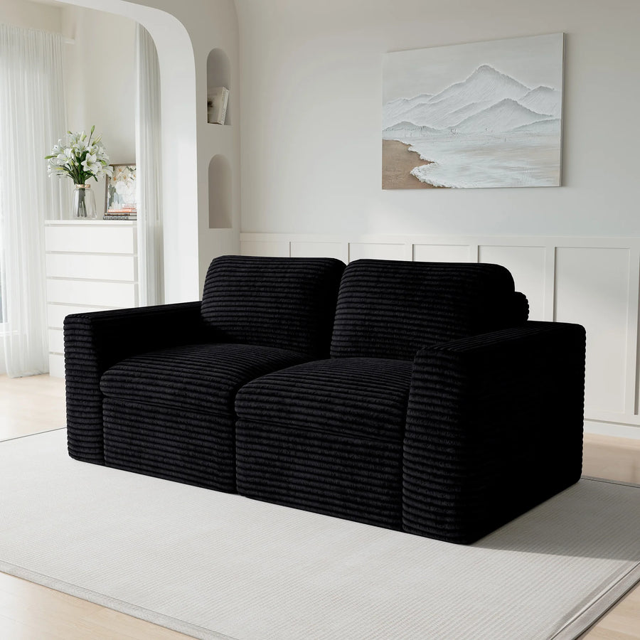 Piano-Black-/-Corduroy-Loveseat