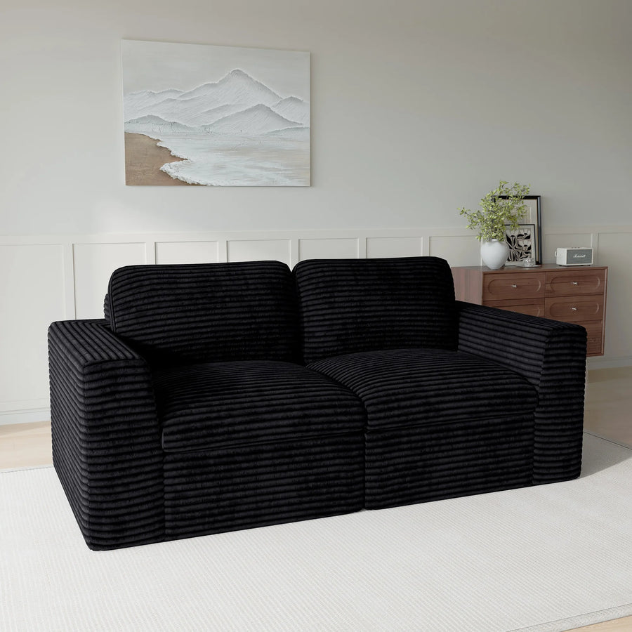 Piano-Black-/-Corduroy-Loveseat