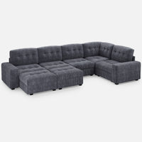 Pewter-Grey-/-Corduroy-5-Seat-Corner-Sectional-with-2-Ottomans
