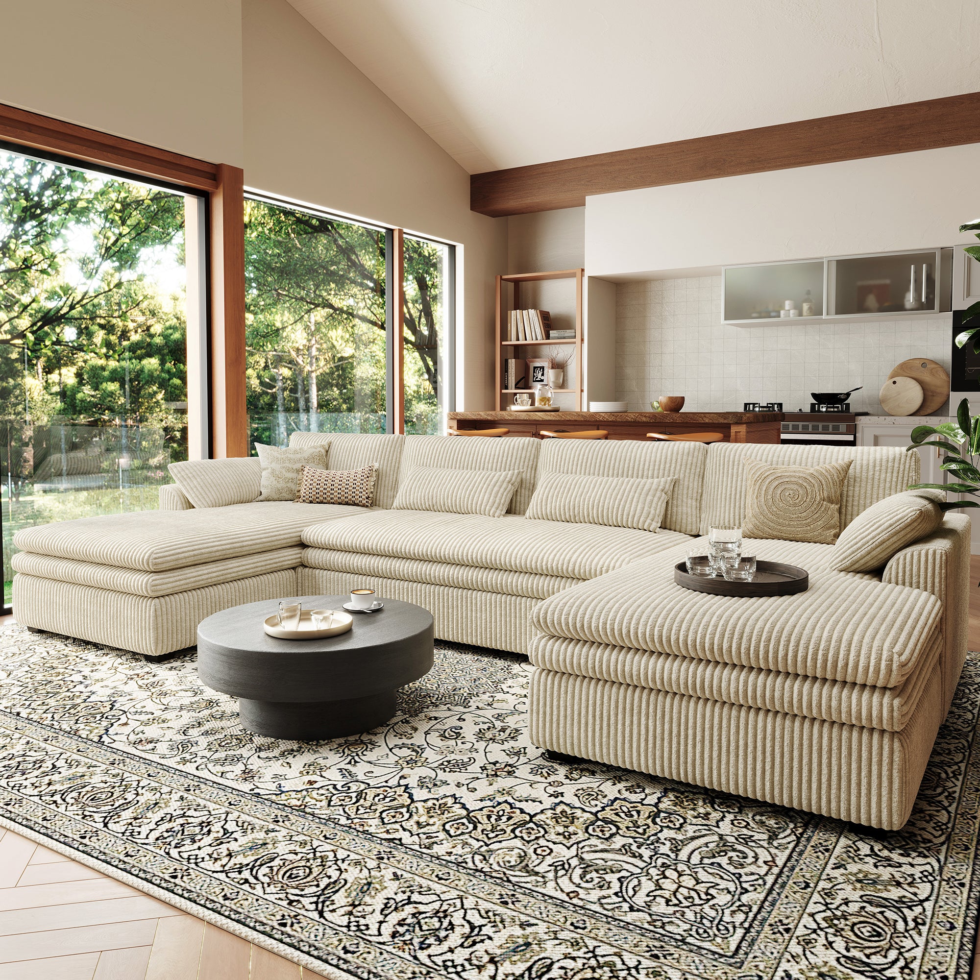 Vayla Oversized Cloud 4 Seats Sofa with Double Chaise