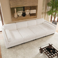 White-Beige-/-Faux-Rabbit-Fur-Corduroy-4-Seat-Sleeper-Sofa