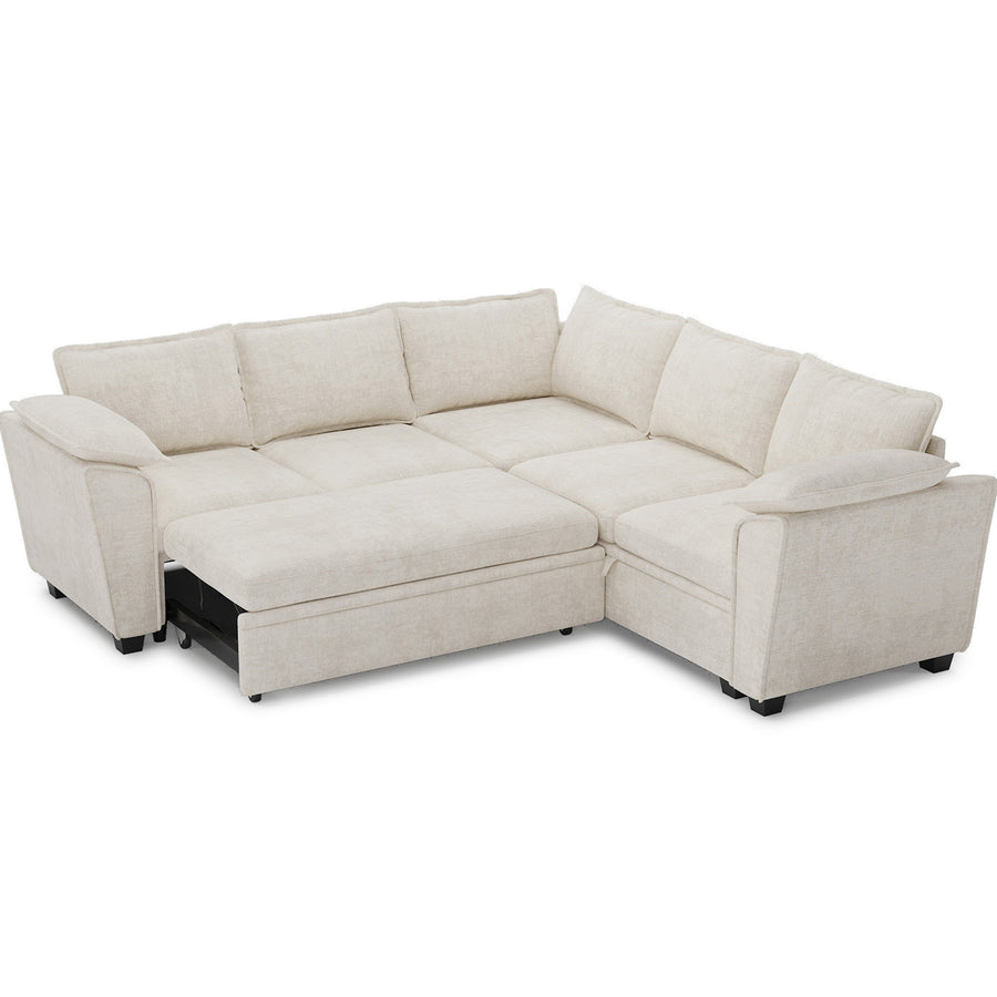 Misty-White-/-Chenille-5-Seat-L-Shaped-Pullout-Sectional