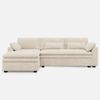 Ivory-Beige-/-Corduroy-3-Seat-Left-Chaise-Sectional