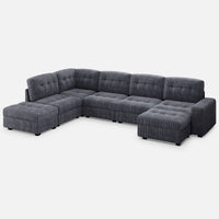 Pewter-Grey-/-Corduroy-5-Seat-L-Shaped-Sectional-with-Ottoman