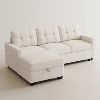 Misty-White-/-Chenille-4-Seat-L-Shaped-Pullout-Sectional