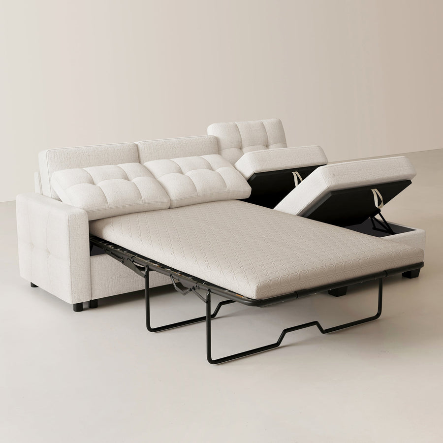 Misty-White-/-Chenille-4-Seat-L-Shaped-Pullout-Sectional