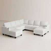 Misty-White-/-Chenille-9-Seat-U-Shaped-Sectional-with-Return