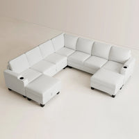 Misty-White-/-Chenille-9-Seat-U-Shaped-Sectional-with-Return