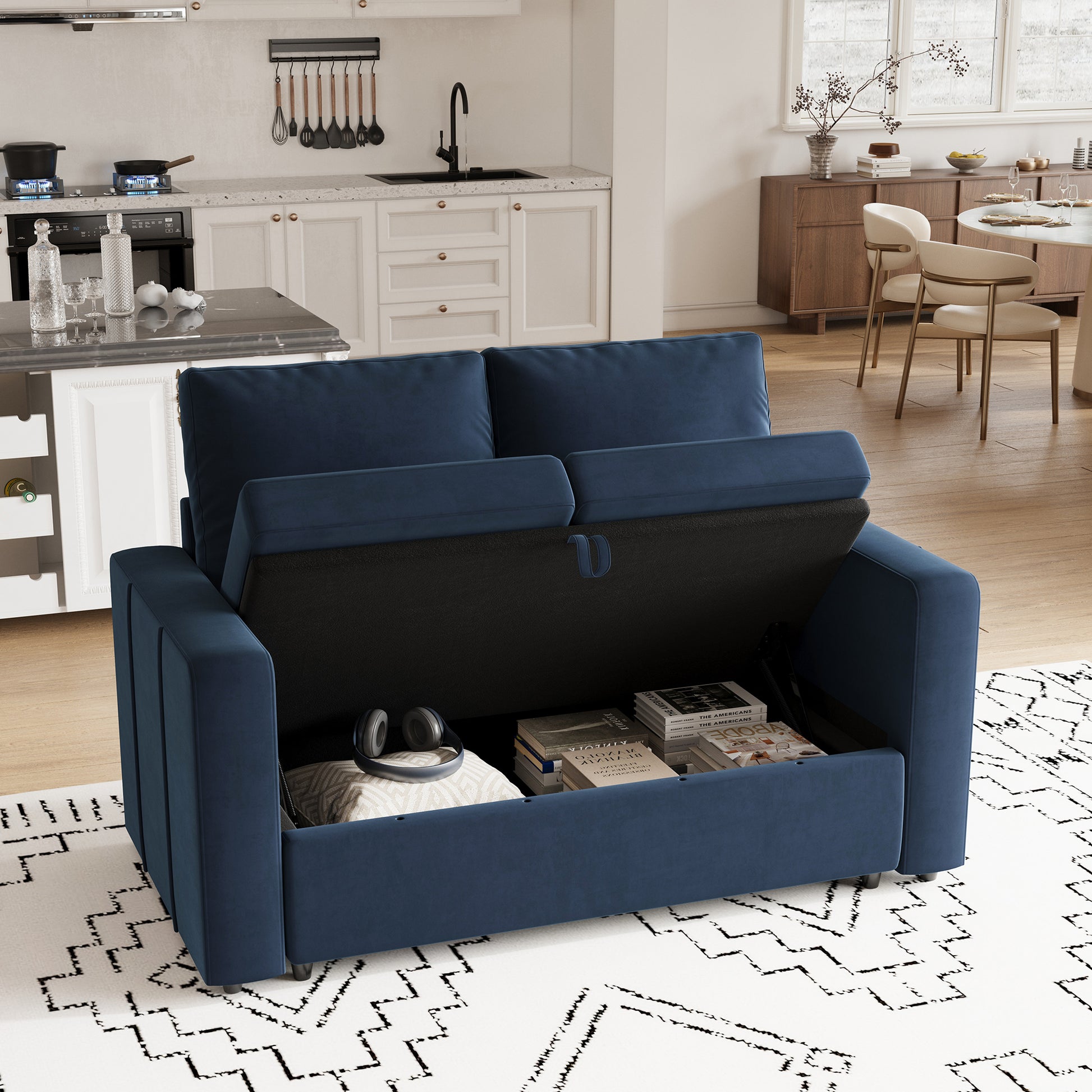 Velvet-Navy-Blue-Storage-Seat