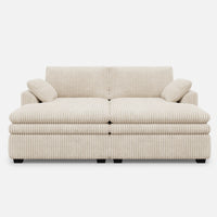 Ivory-Beige-/-Corduroy-Double-Chaise-Loveseat