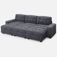 Pewter-Grey-/-Corduroy-3-Seat-Sectional-with-3-Ottomans