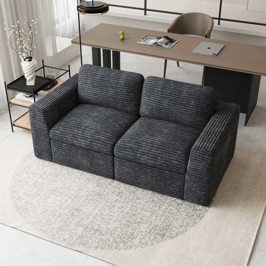 Pewter-Grey-/-Corduroy-Loveseat