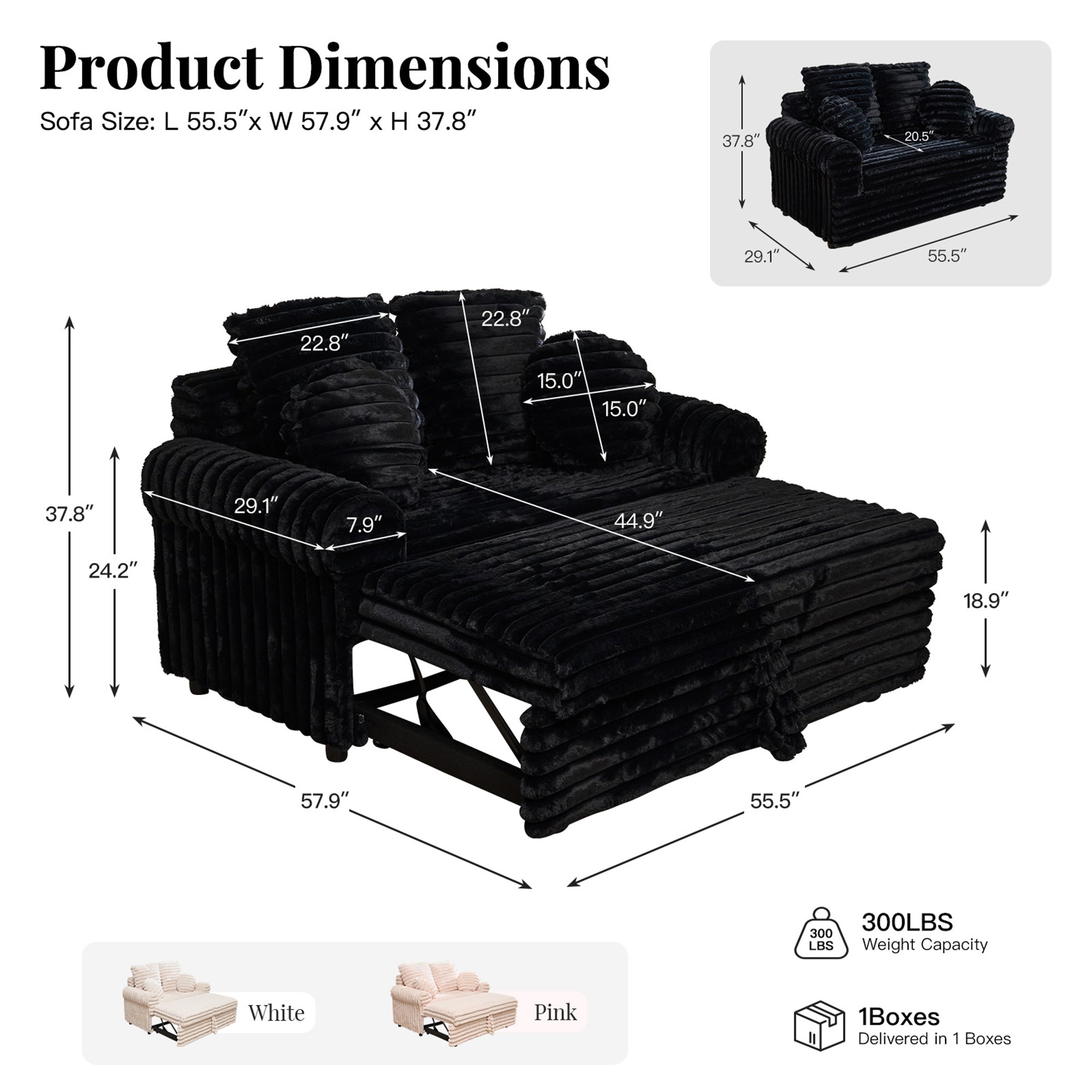 faux-rabbit-fur-corduroy-round-arm-piano-black-dimension