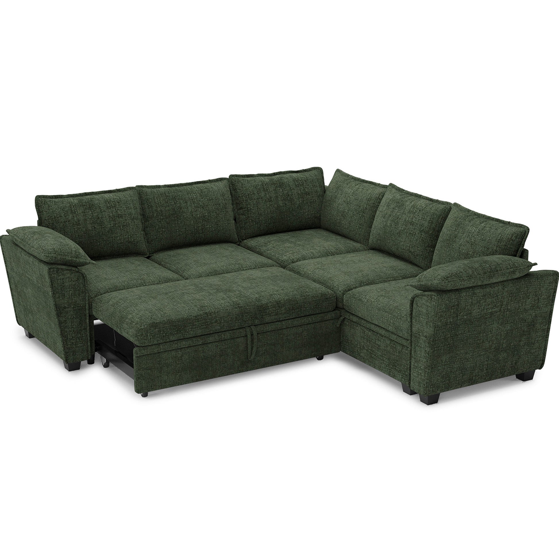 chenille-moss-green-5-Seats-Corner-Sectional