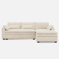 Ivory-Beige-/-Corduroy-3-Seat-Right-Chaise-Sectional