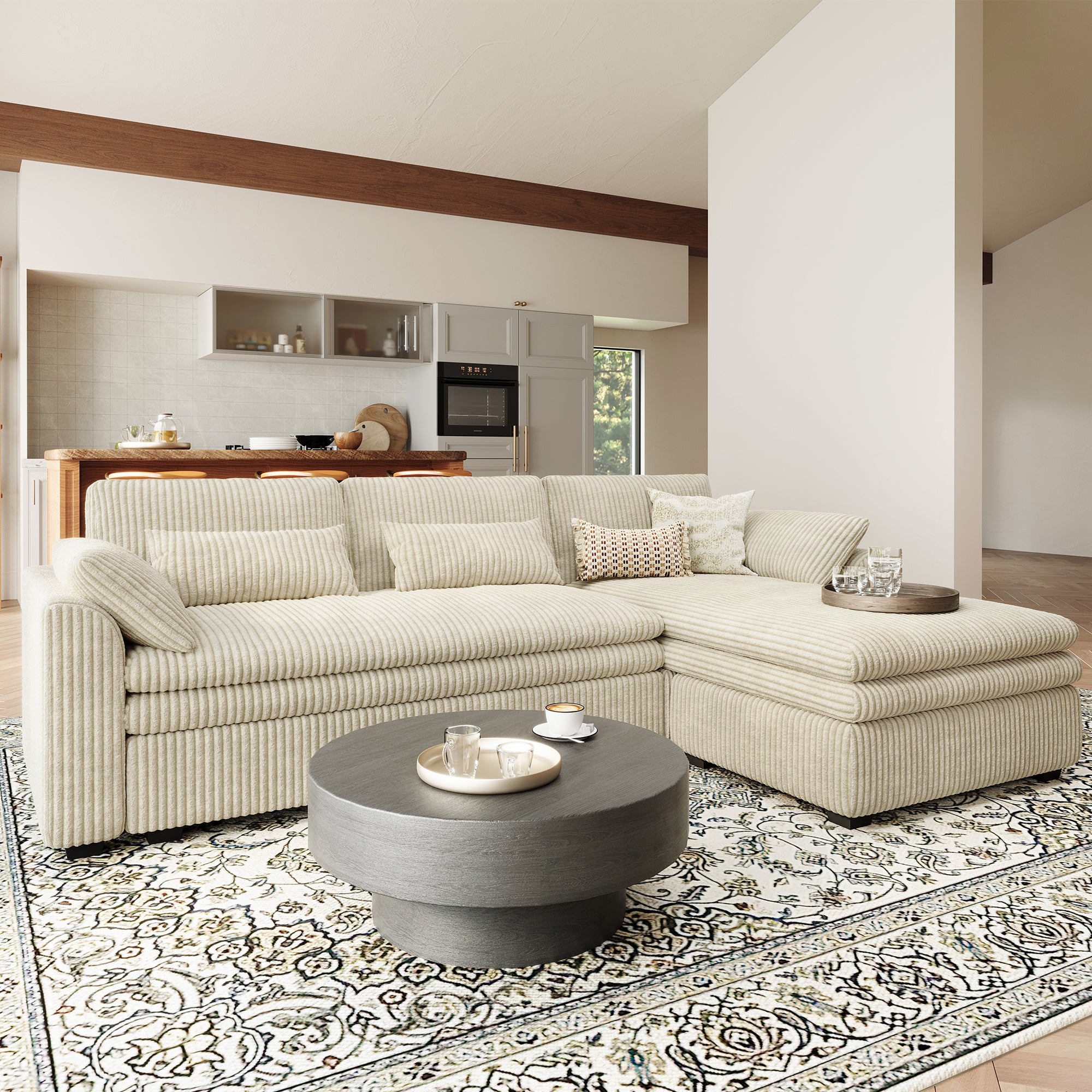 Vayla Oversized Cloud 3 Seats L Shaped Sofa