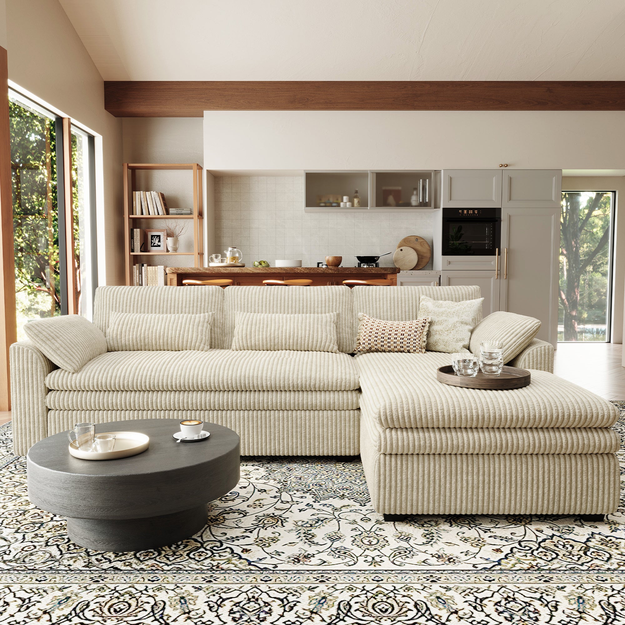 Vayla Oversized Cloud 3 Seats L Shaped Sofa