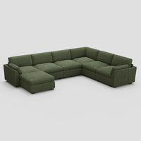 Olivewood-Green-/-Corduroy-7-Seat-U-Shaped-Sectional