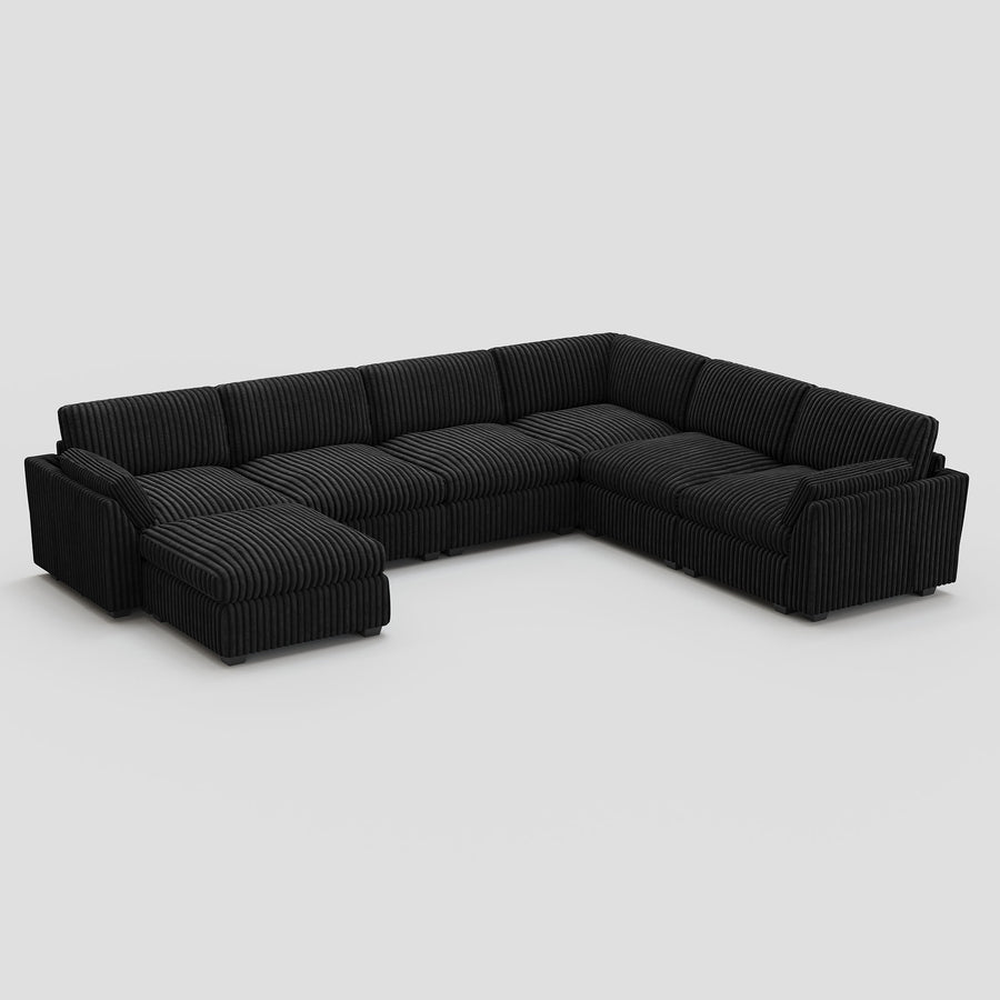 Obsidian-Black-/-Corduroy-7-Seat-U-Shaped-Sectional