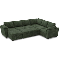 Moss-Green-/-Chenille-6-Seat-U-Shaped-Pullout-Sectional-with-Reversible-Chaise