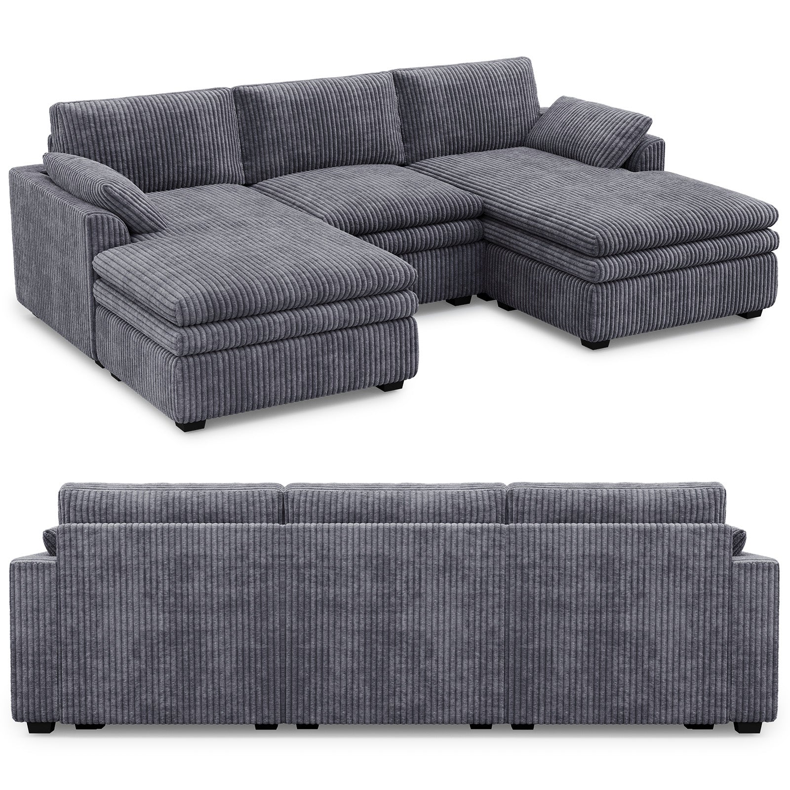 Vayla Oversized Cloud 3 Seats Sofa with Double Chaise