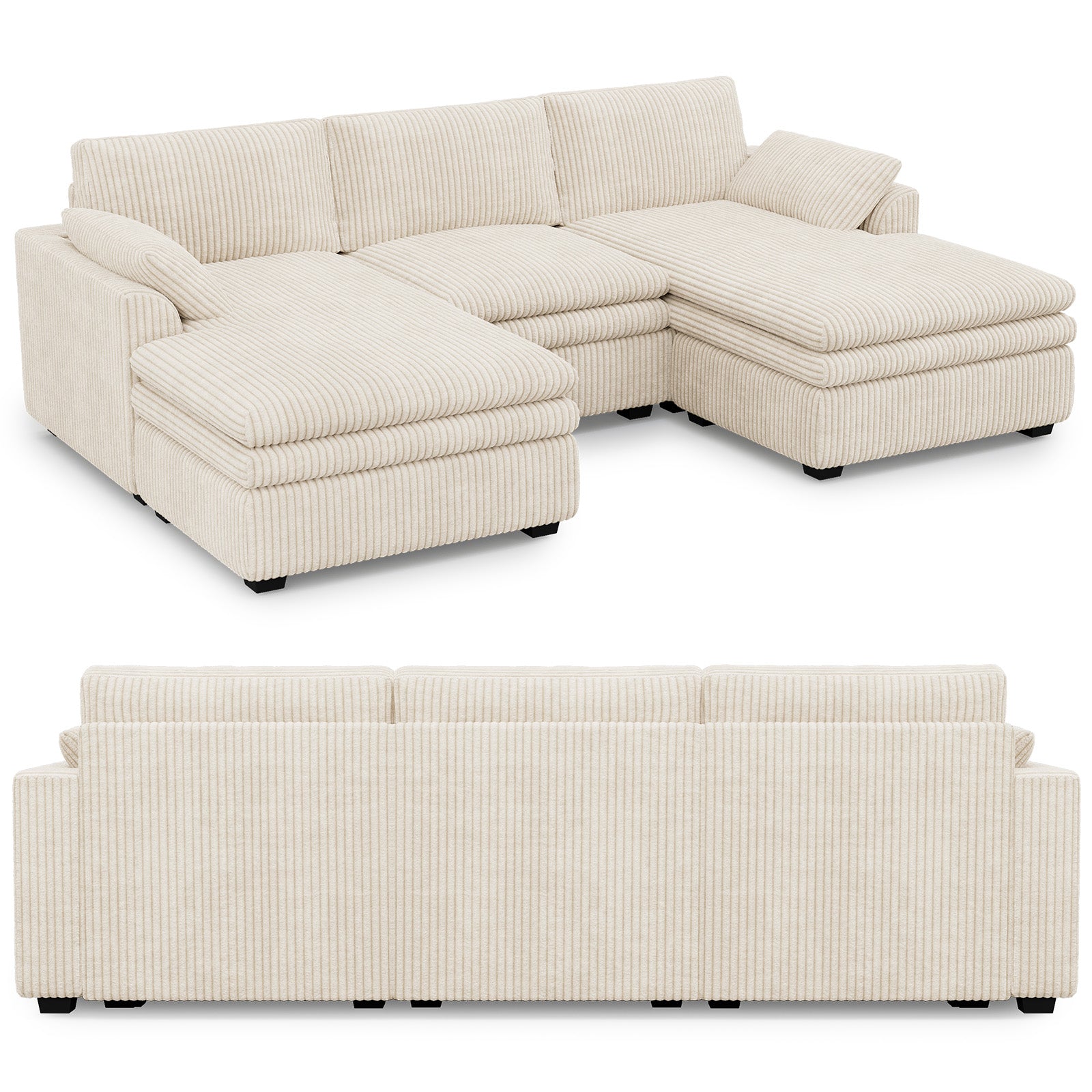 Vayla Oversized Cloud 3 Seats Sofa with Double Chaise