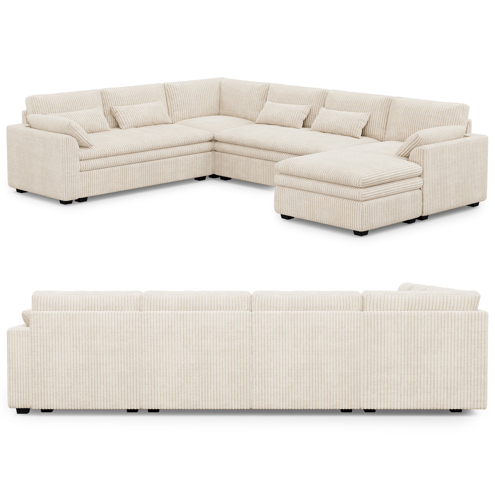 Vayla Oversized Cloud 6 Seats Sofa with Chaise