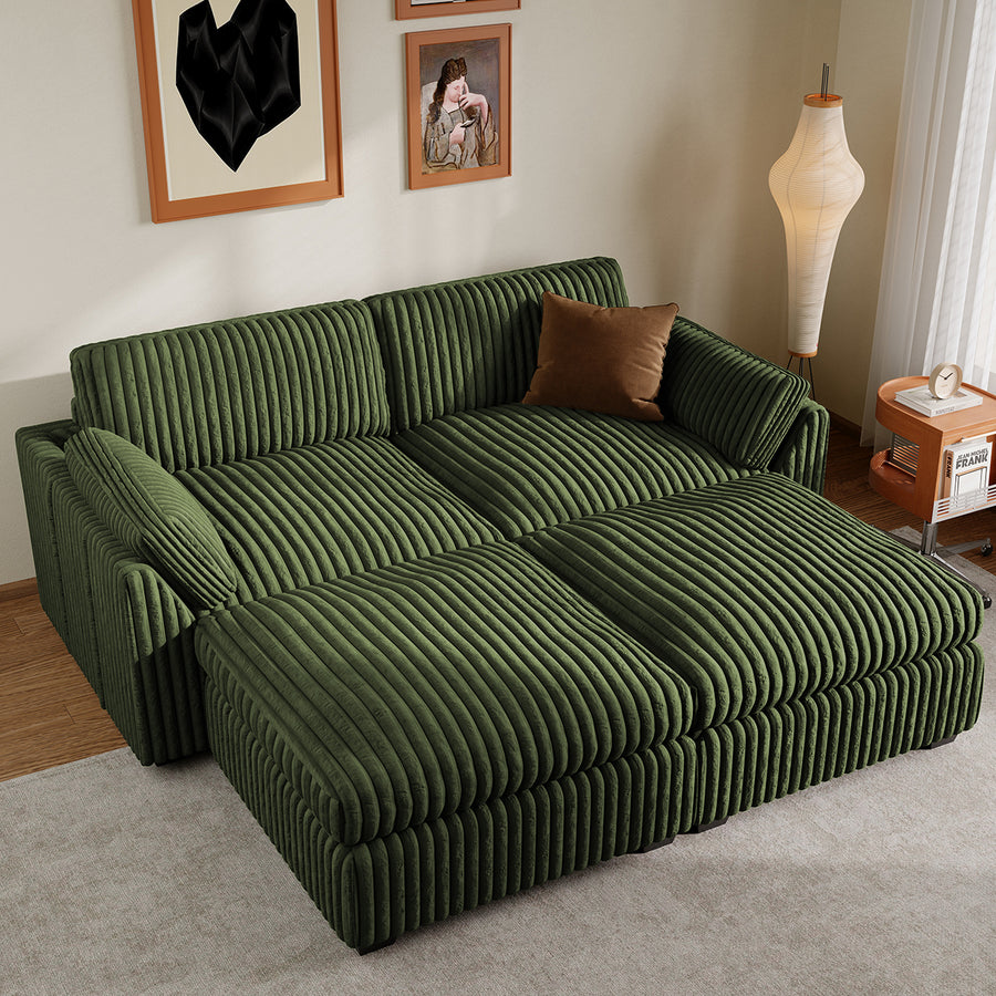 Olivewood-Green-/-Corduroy-4-Seat-Pit-Sectional