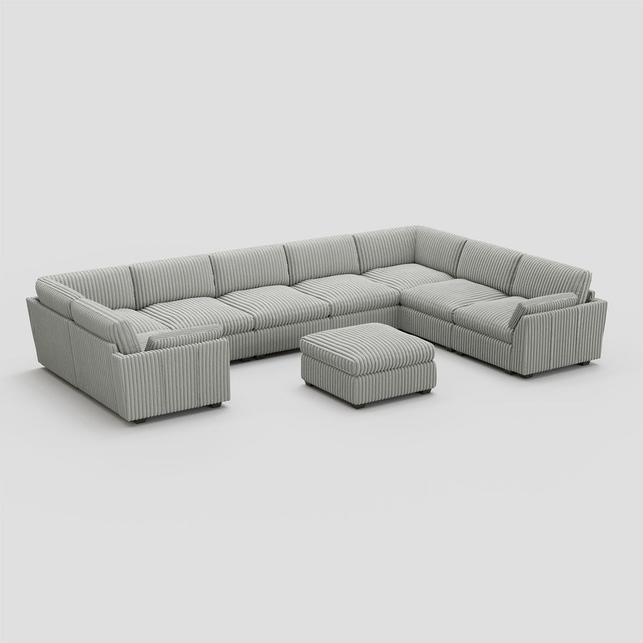 Cloud-Gray-/-Corduroy-9-Seat-U-Shaped-Sectional-with-Ottoman