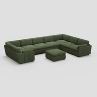 Olivewood-Green-/-Corduroy-9-Seat-U-Shaped-Sectional-with-Ottoman